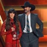 Ella Langley and Riley Green accept the Single of the Year Award for “you look like you love me” onstage during the 59th Annual CMA Awards at Bridgestone Arena on November 19, 2025 in Nashville, Tennessee.